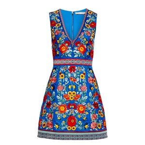 Alice + Olivia Embroidered Floral Mini Dress